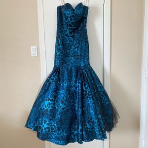 Homecoming Mermaid Dress Blue Leopard Print